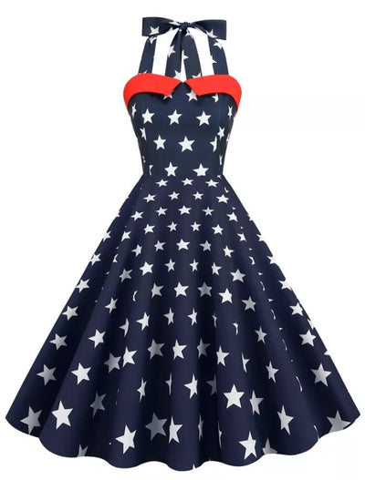 Vintage Pin Up Dress Trykt Usa