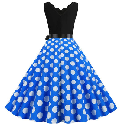 Vintage Pin Up Dress Hvite Prikker
