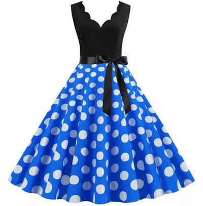 Vintage Pin Up Dress Hvite Prikker