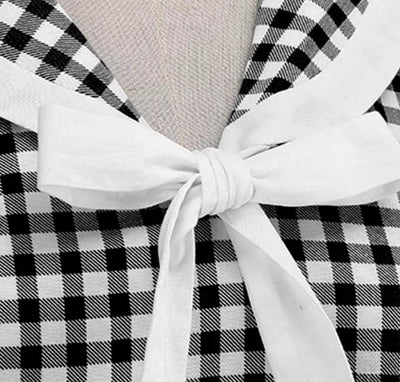 Vintage Pin Up Rutete Kjole Svart