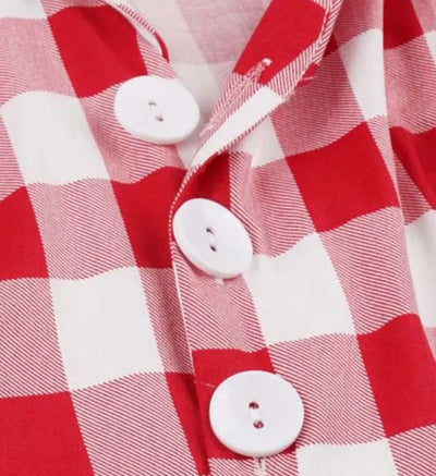 Vintage Pin Up Rød Rutete Kjole