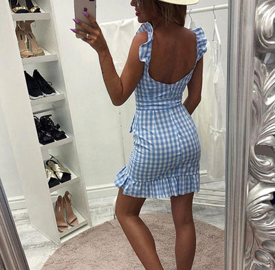 Vintage Blå Strandkjole