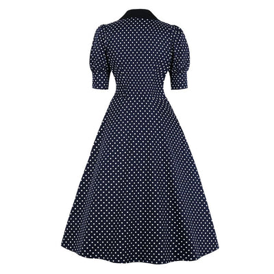 Vintage Navy Polka Dot Kjole
