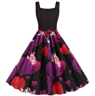 Vintage Svart Valentinsdagskjole Katter