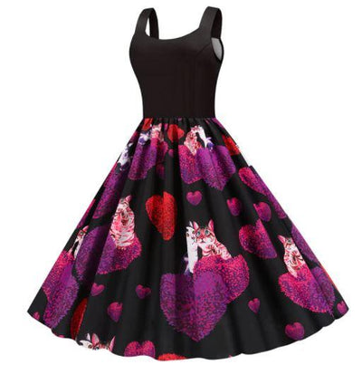 Vintage Svart Valentinsdagskjole Katter