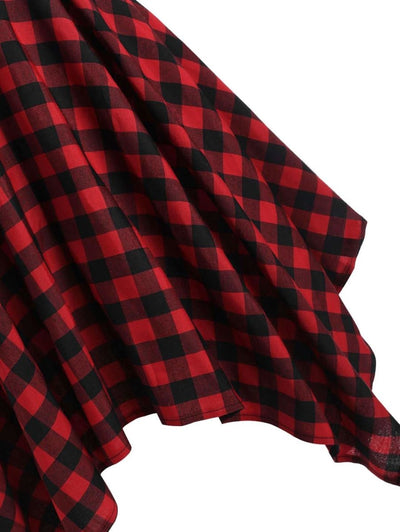 Vintage Høy Midje Rutete Kjole