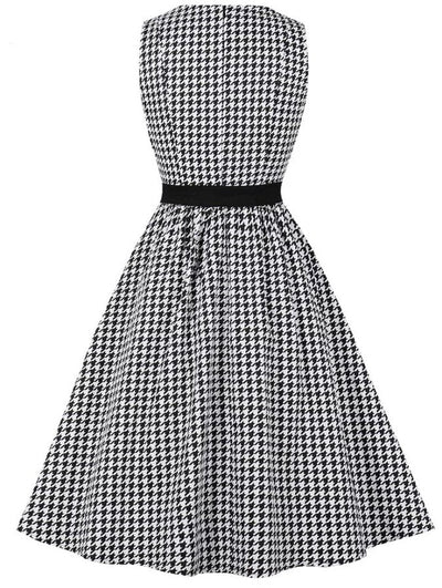 Vintage Svart Og Hvit Gingham-Kjole