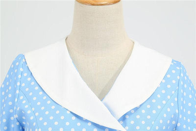 Himmelblå 50-Talls Prikkete Kjole