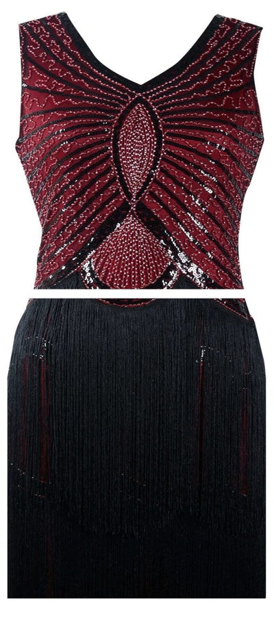 Vintage 1920-Talls Burgunderkjole I Art Deco-Stil