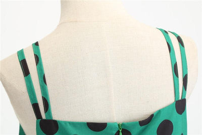 Vintage Rockabilly-Kjole Polka Dot Green