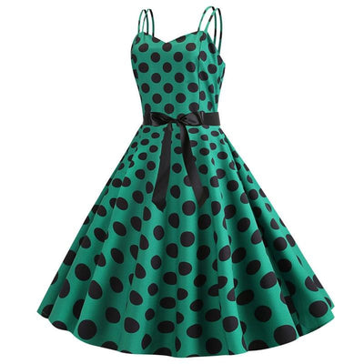 Vintage Rockabilly-Kjole Polka Dot Green
