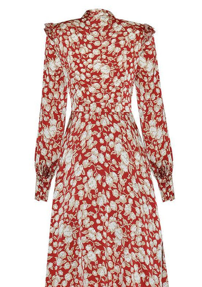 Vintage 40-Talls Blomsterkjole Rød