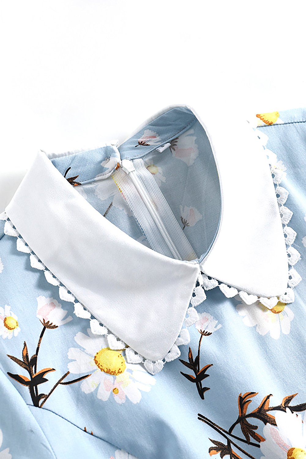 1950-Talls Sommerkjole Med Blått Trykk