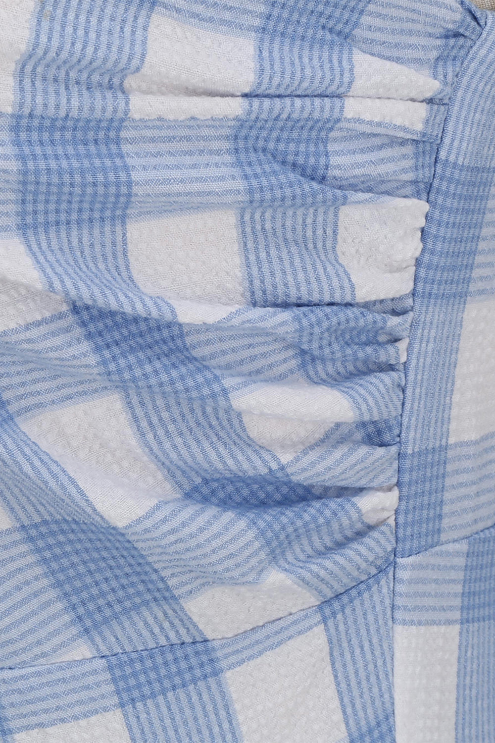 Vintage Asymmetrisk Kjole Med Blå Rutete