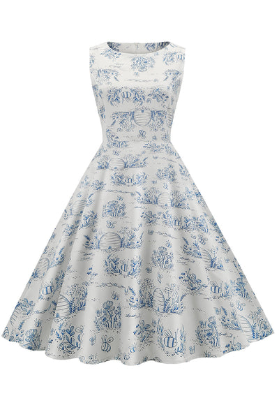 Vintage Kjole Med Blomstertrykk Fra 1950-Tallet