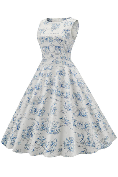 Vintage Kjole Med Blomstertrykk Fra 1950-Tallet