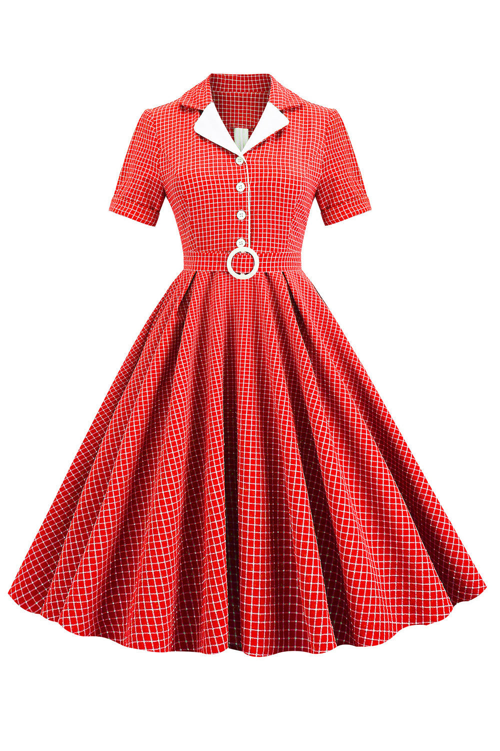 Vintage 1950-Talls Rutete Beltedress