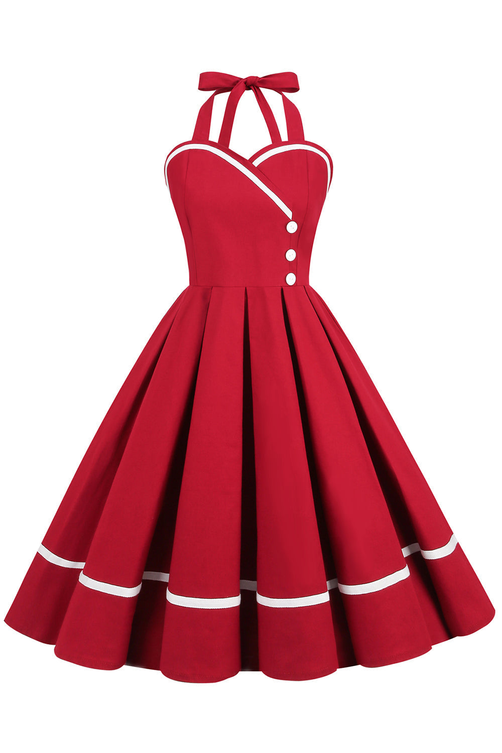 Vintage 50-Talls V-Hals Pin Up-Kjole