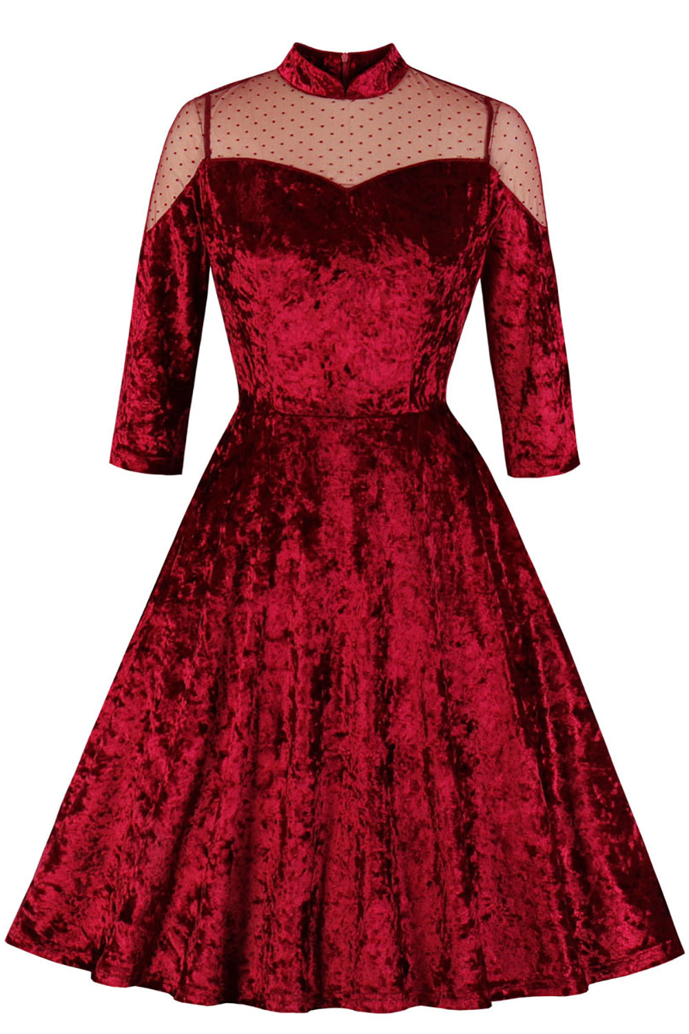 Burgundy Velvet Langermet Swing Dress