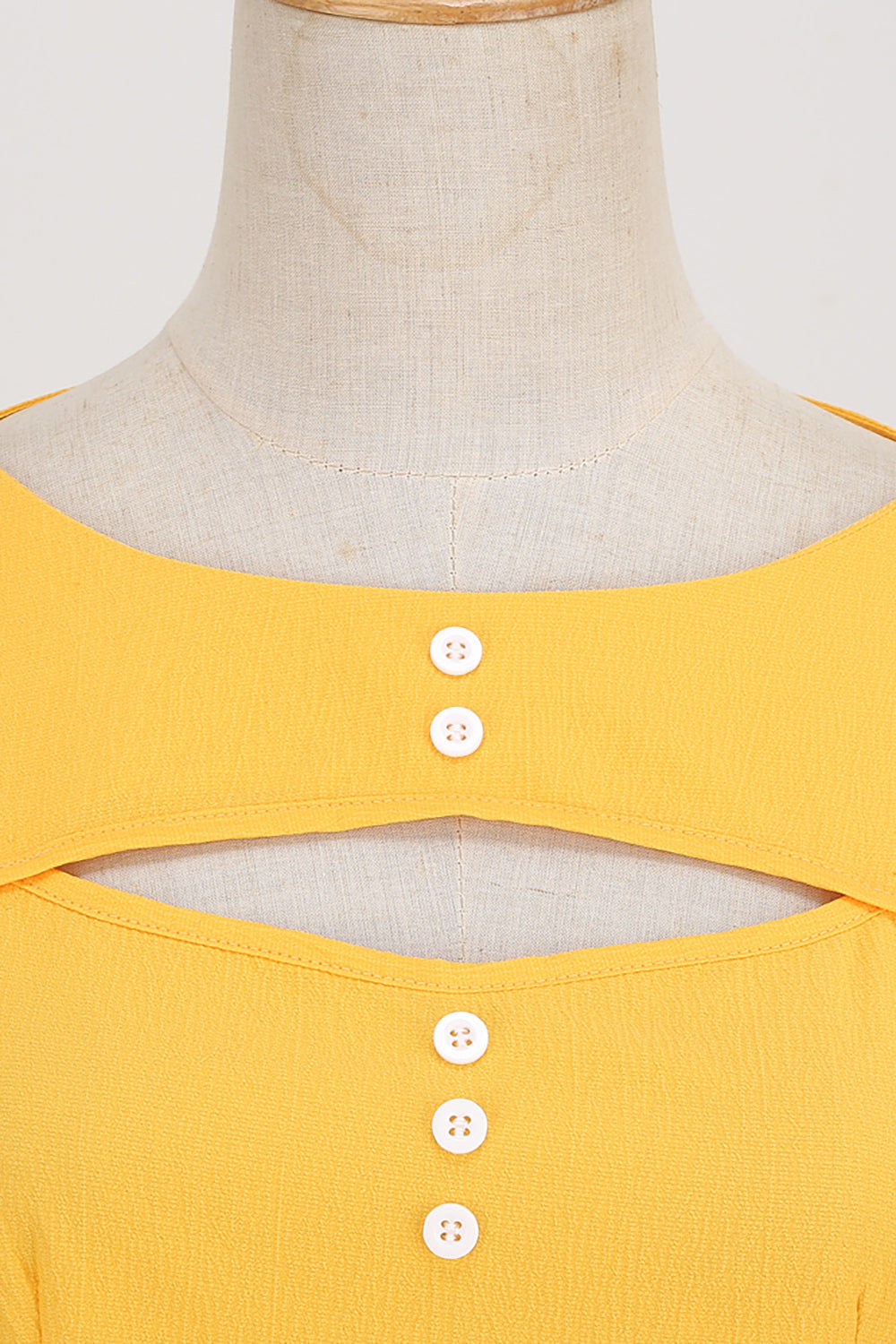 Gul 50-Talls Kjole I Retrostil Med Nøkkelhull