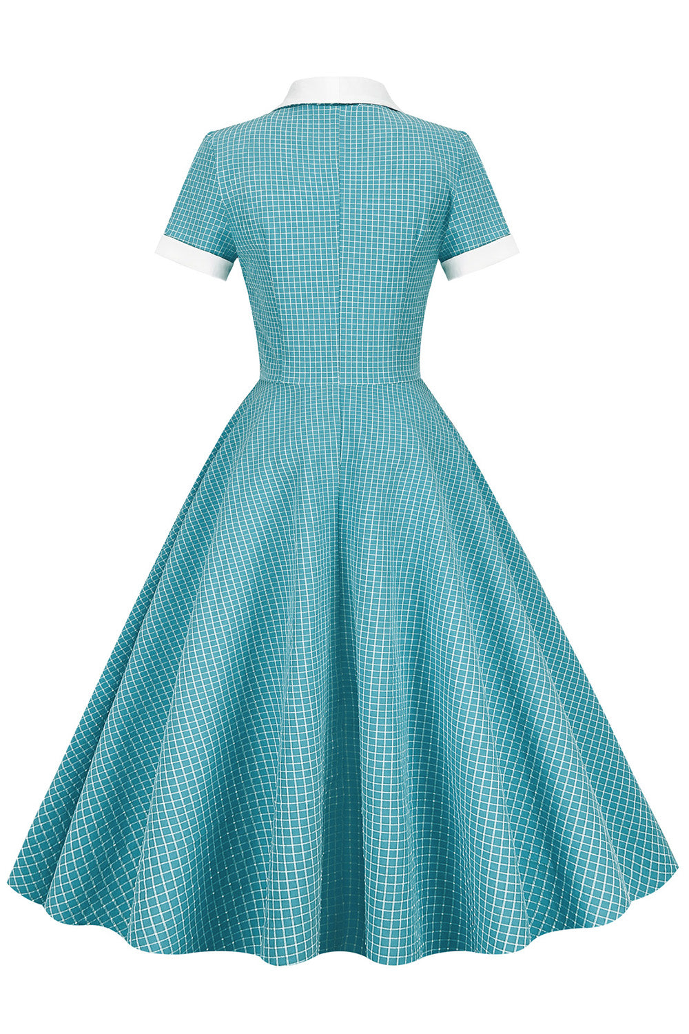 Vintage Rutete Kjole Med Sjalkrage