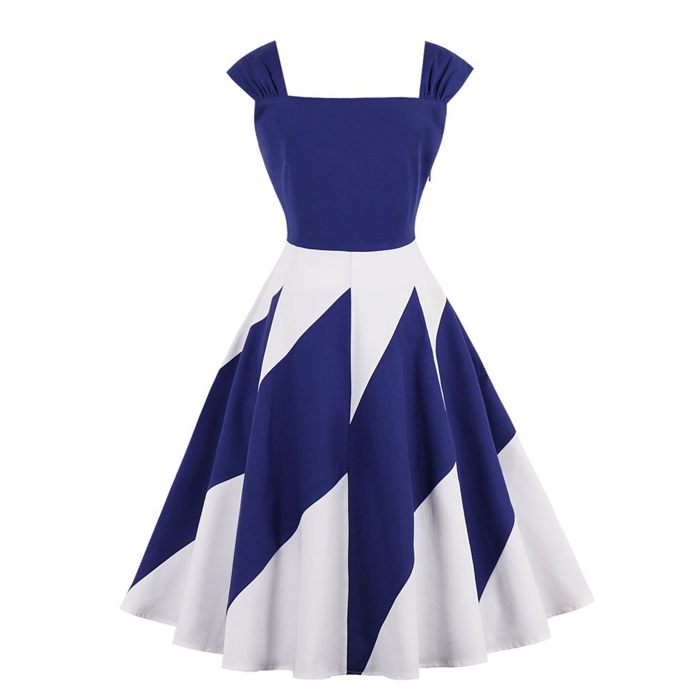 Vintage Kjole Slim Midje Blå