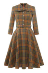 Vintage Brun Rutete Kjole