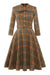 Vintage Brun Rutete Kjole