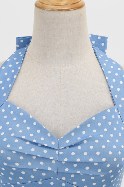 Retro Polka Dot Ryggløs Kjole For Kvinner