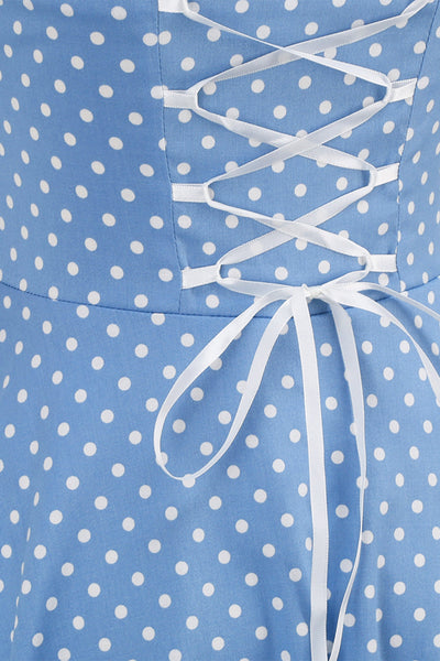 Retro Polka Dot Ryggløs Kjole For Kvinner