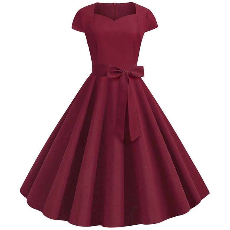 Vintage Burgundy Kjole Fra 50-Tallet