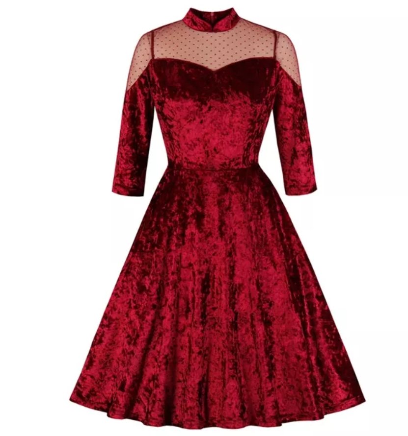 Vintage Burgundy Kjole Fra 60-Tallet