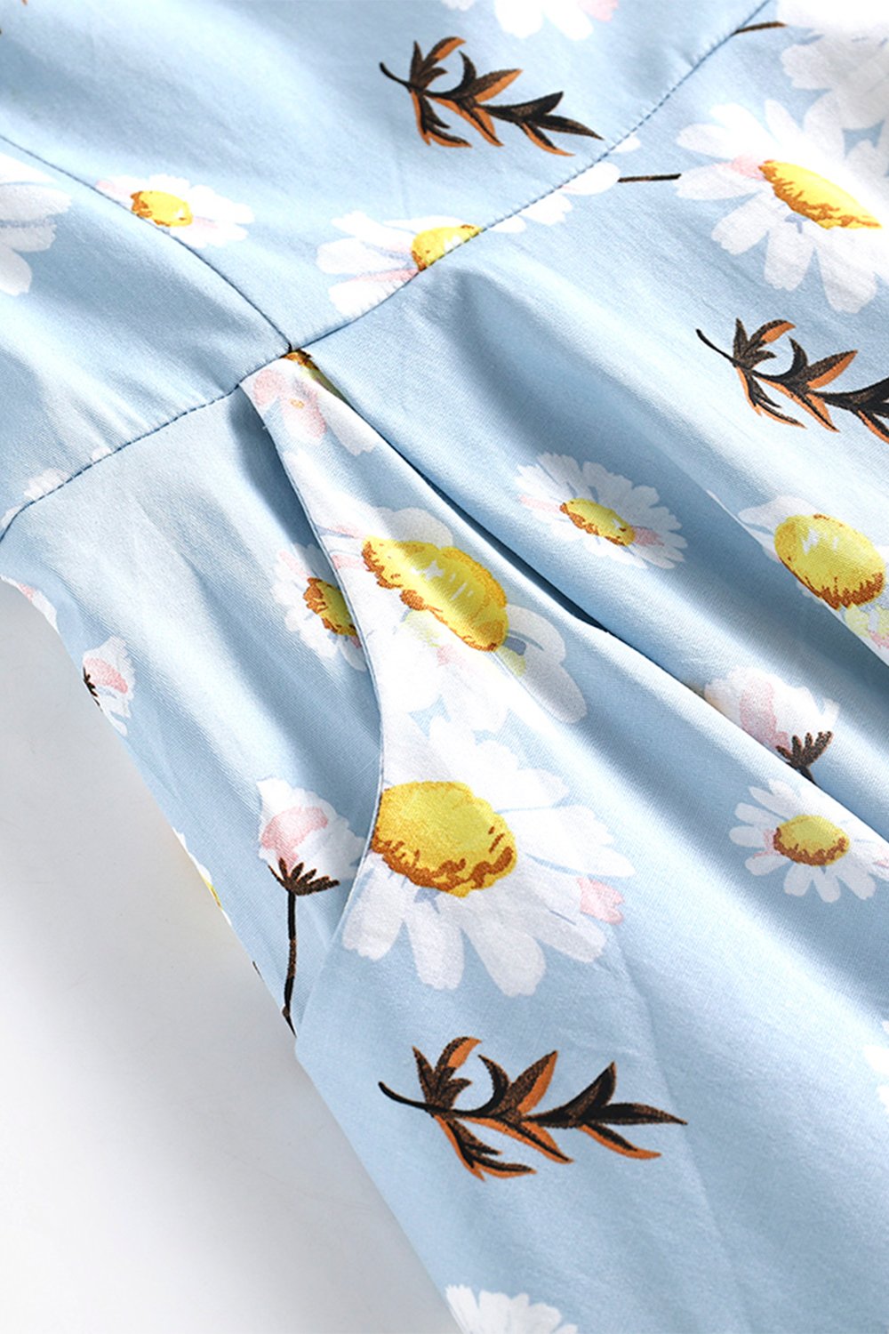 1950-Talls Sommerkjole Med Blått Trykk