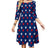 Dame Mørkeblå Stjernekjole 70s Vintage Plus Size