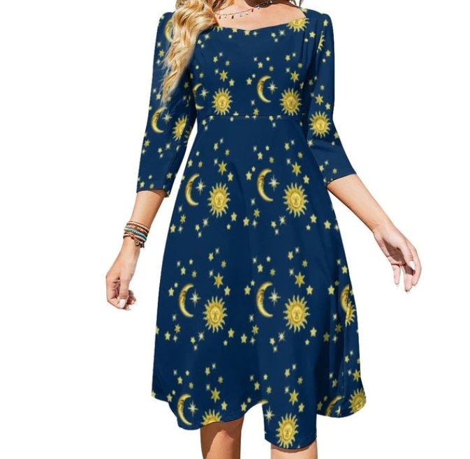 70-Talls Vintage Mellomlang Kjole For Kvinner