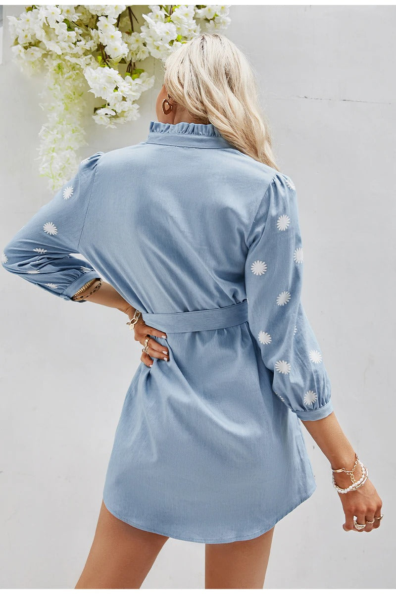 Lyseblå Vintage Mini Kjole