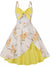 Petite Vintage Gul Og Hvit Blomsterkjole