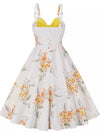 Petite Vintage Gul Og Hvit Blomsterkjole