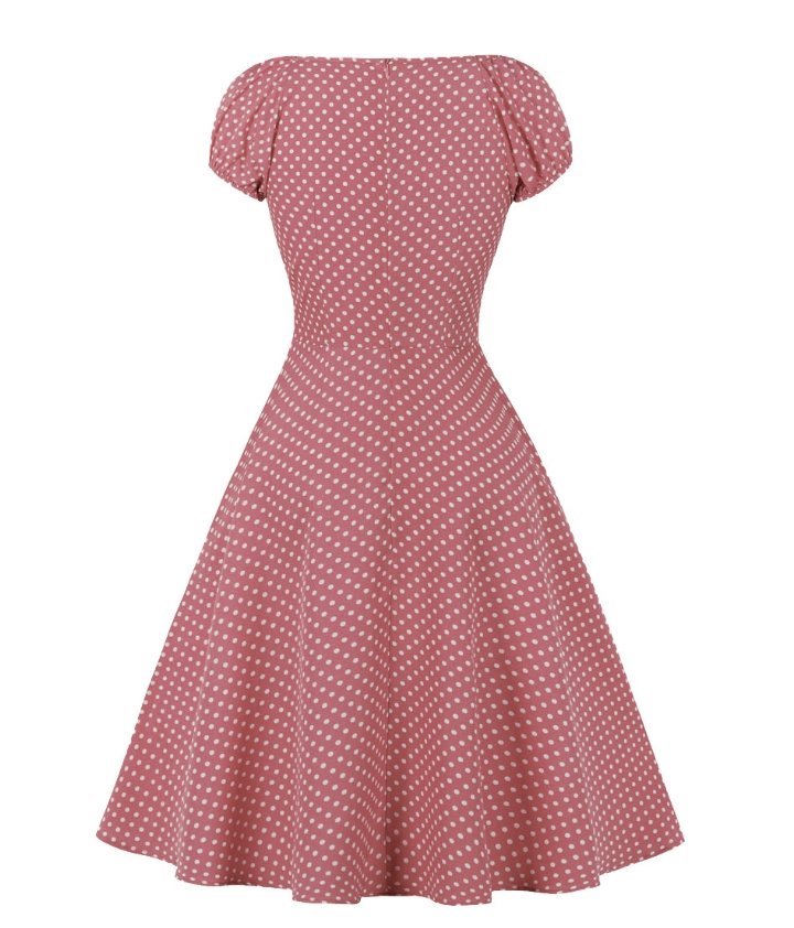 Vintage Rød Polka Dot Åpen Kjole