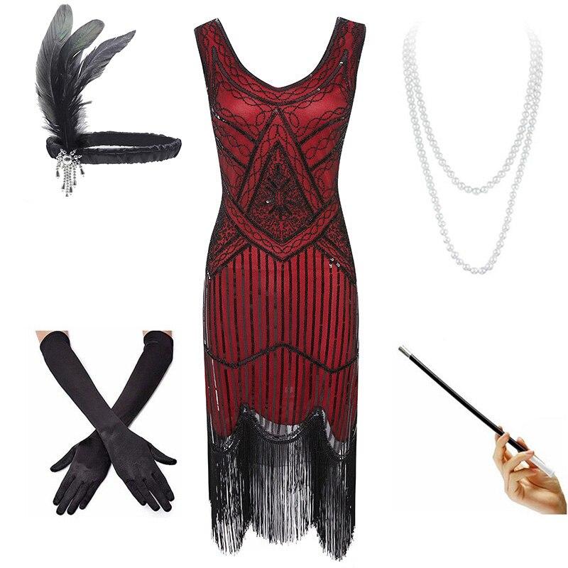 20-Talls Vintage Rød Og Svart Kjole