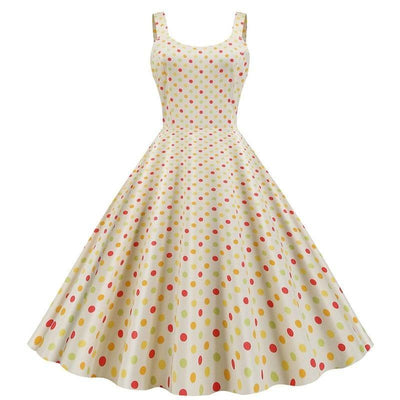 50s Pin Up Dress Beige