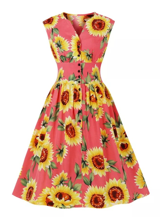 50s Pin Up Dress Vakre Blomster