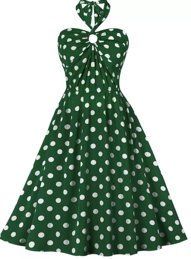 50s Pin Up Dress Eplegrønn