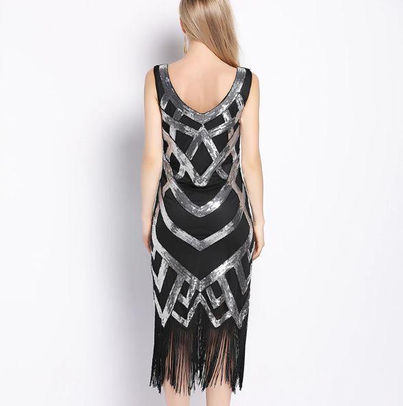 20-Talls Vintagekjole Svart Sølv