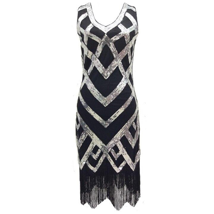 20-Talls Vintagekjole Svart Sølv