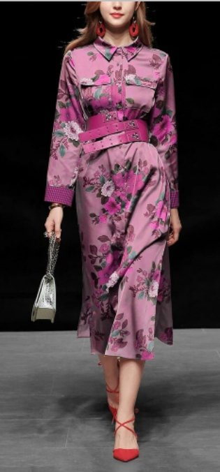 40-Talls Høyhalset Lilla Kjole