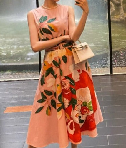 40-Talls Rosa Blomsterkjole