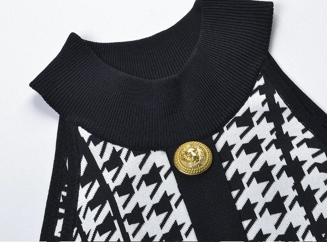 40-Talls Grå Kjole Plissert Skjørt