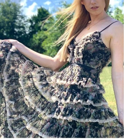 40-Talls Svart Blomsterkjole