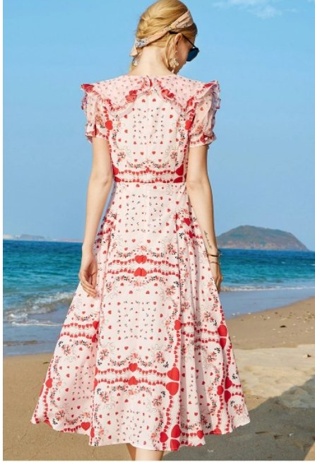 Pink Hearts-Kjole Fra 40-Tallet